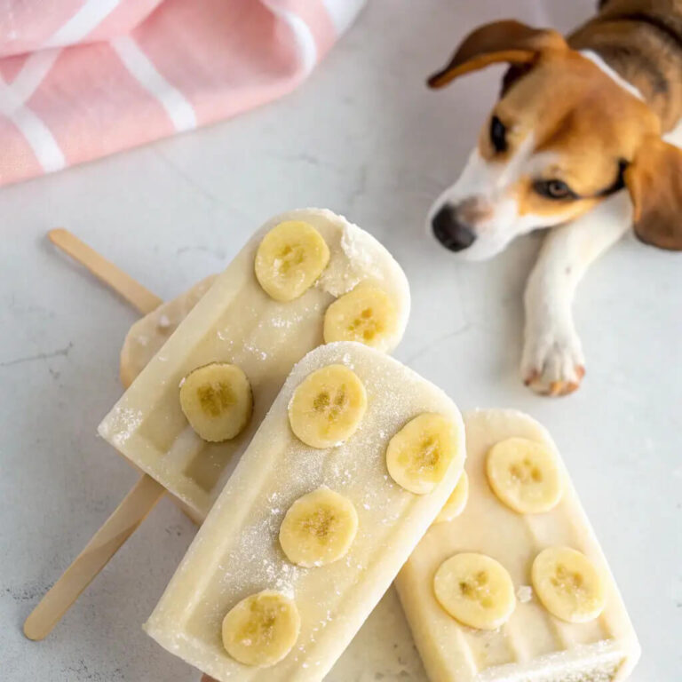 Frozen Almond Butter & Banana Dog Popsicles