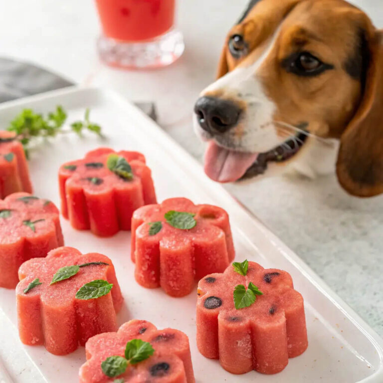 Frozen Watermelon & Basil Dog Pops