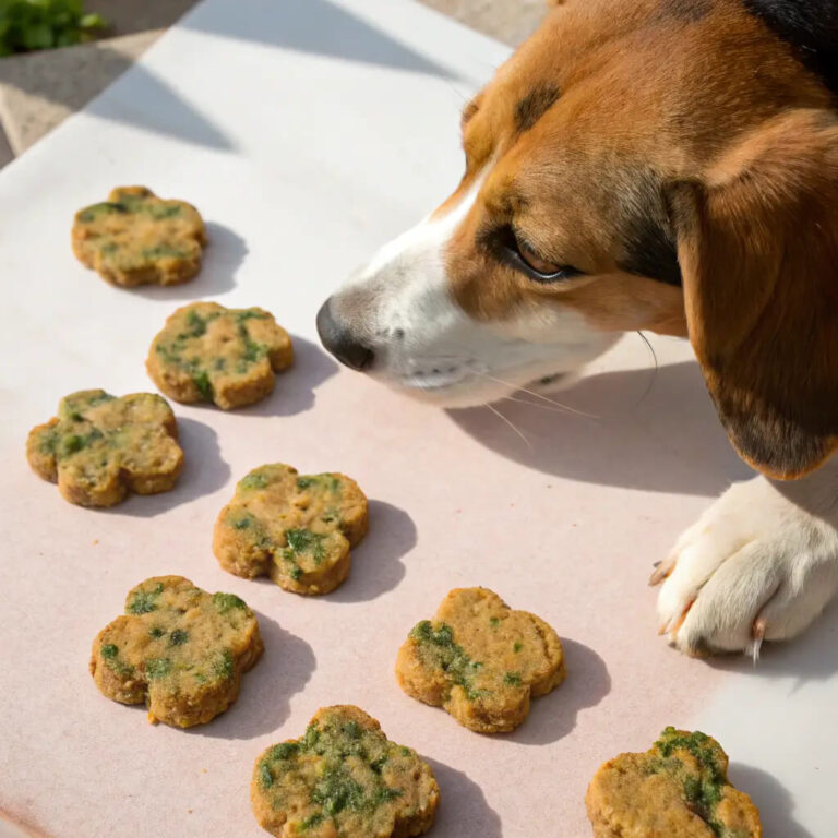 Baked Salmon, Oat & Spinach Crunchies For Dogs
