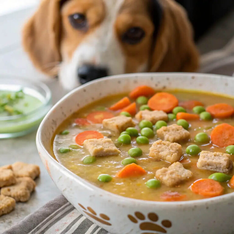 Magic Cauldron Chicken & Veggie Dog Soup for Halloween